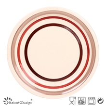 Handpainted Round Circle Stoneware Dinner Plate